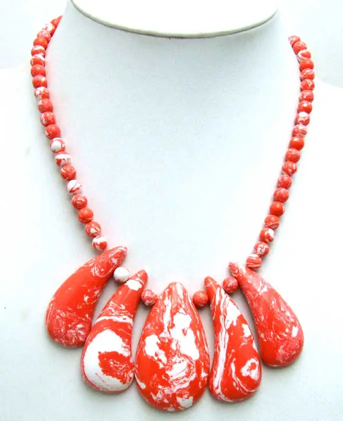 Qingos Charming 50*30mm Drop Natural Red Turquoise Pendant Necklace for Women Jewelry with Round 8mm Stone Necklace 18" 5599
Qingos Charming 50*30mm Drop Natural Red Turquoise Pendant Necklace for Women Jewelry with Round 8mm Stone Necklace 18" 5599