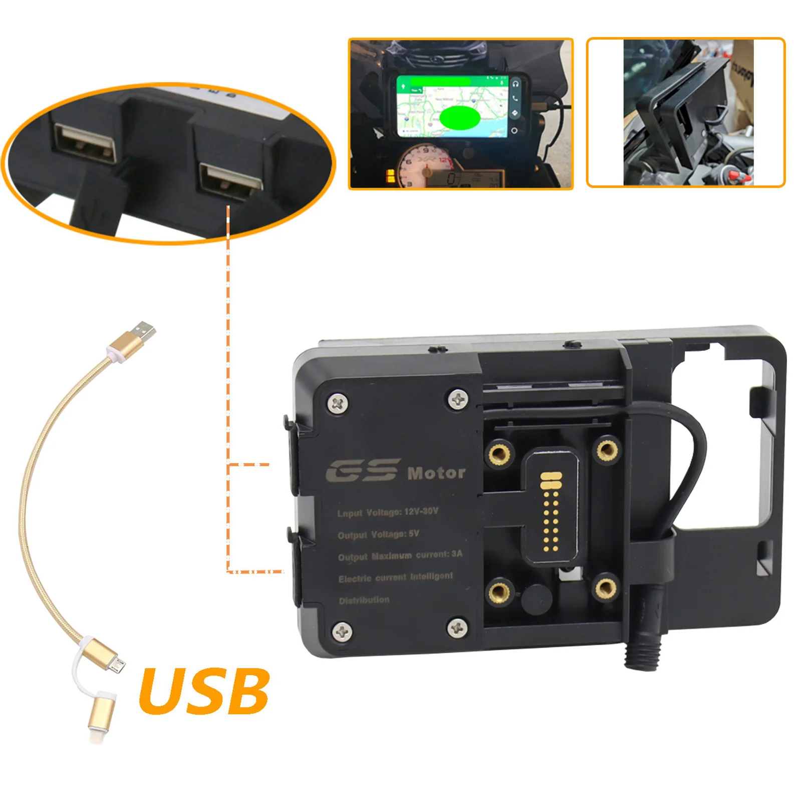Mobile Phone Navigation Bracket Accessories with USB Charger Replacement for BMW R1200GS LC&Adventure S1000XR R1200RS
Mobile Phone Navigation Bracket Accessories with USB Charger Replacement for BMW R1200GS LC&Adventure S1000XR R1200RS