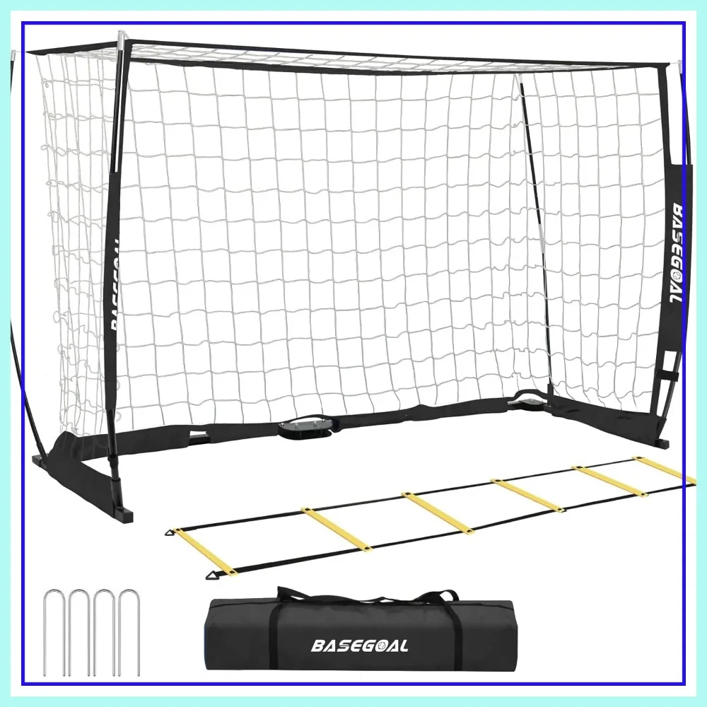 Soccer Goal with Bow Frame, Collapsible Metal Base, Net and Agility Ladder, 8x6 ft
Soccer Goal with Bow Frame, Collapsible Metal Base, Net and Agility Ladder, 8x6 ft