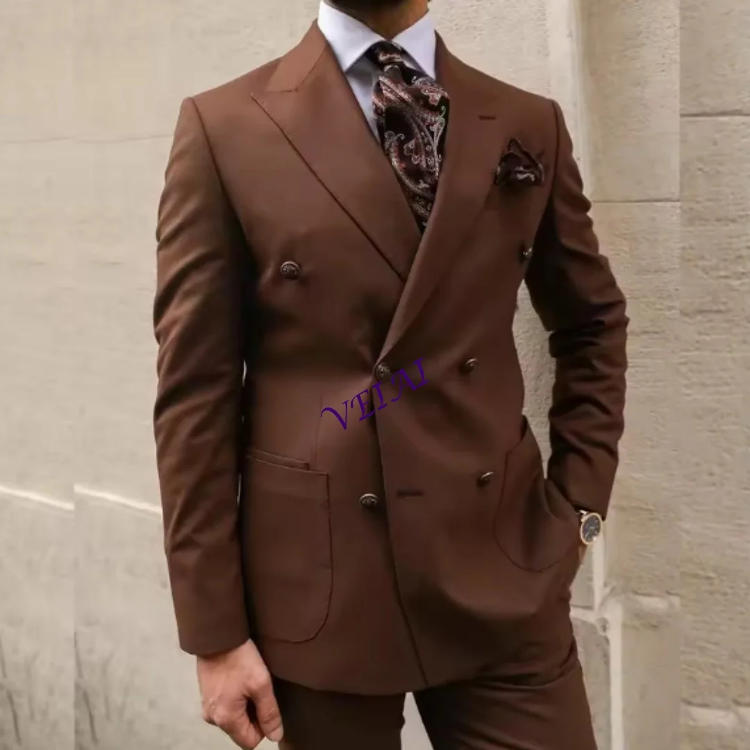 CustomizedFormal Men Suits Double Breasted Brown Peaked Lapel Hombres Slim Fit Casual Jacket Pants Two Piece Luxury Wedding му
CustomizedFormal Men Suits Double Breasted Brown Peaked Lapel Hombres Slim Fit Casual Jacket Pants Two Piece Luxury Wedding му