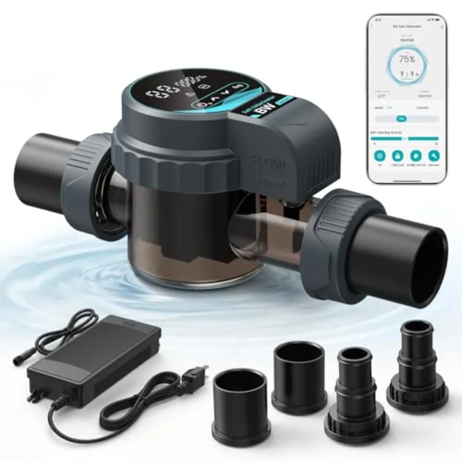 Salt Water Pool Chlorinator System for Pools Up to 20, 000 Gal: Titanium Cell, Smart App Control, Self-Cleaning, LED Touch-Scre
Salt Water Pool Chlorinator System for Pools Up to 20, 000 Gal: Titanium Cell, Smart App Control, Self-Cleaning, LED Touch-Scre