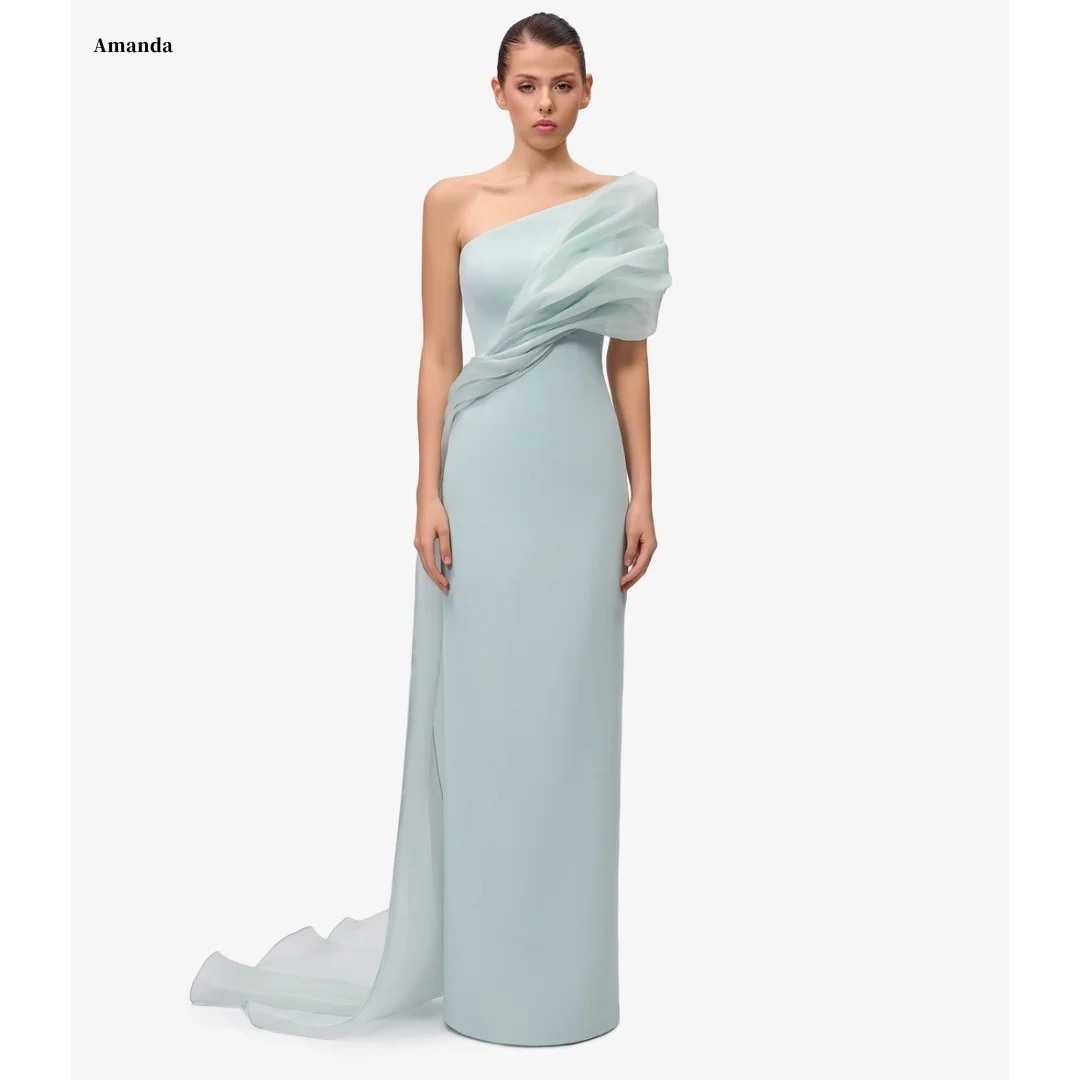 Amanda Customized Mint Green One Shoulder Organza Drape Mermaid Floor Length Prom Dress Train Formal Evening vestidos de noche
Amanda Customized Mint Green One Shoulder Organza Drape Mermaid Floor Length Prom Dress Train Formal Evening vestidos de noche