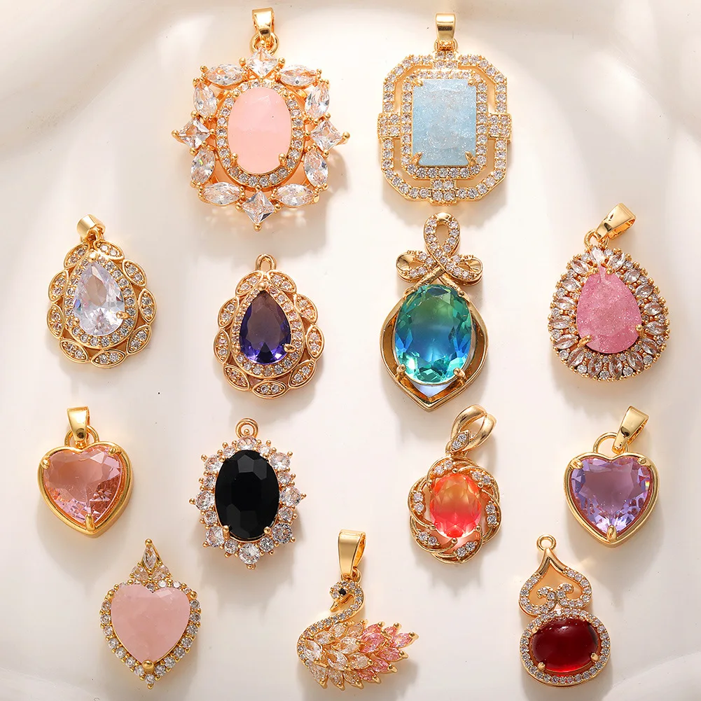 Vintage Luxury Colorful Zircon Pendants 18K Gold Plated Gemstone Charms DIY Necklace Jewelry Accessories
Vintage Luxury Colorful Zircon Pendants 18K Gold Plated Gemstone Charms DIY Necklace Jewelry Accessories