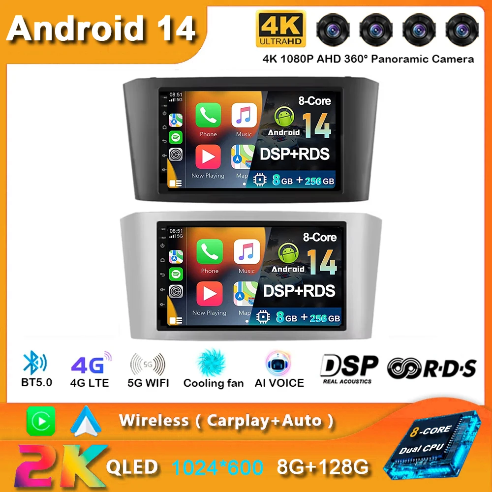 7-дюймовое автомобильное радио Android для Toyota Avensis 2002 2003 2004 2005 2006 2007 2008 GPS Android 14 Wireless Carplay Autoradio 4G-LTE
7-дюймовое автомобильное радио Android для Toyota Avensis 2002 2003 2004 2005 2006 2007 2008 GPS Android 14 Wireless Carplay Autoradio 4G-LTE