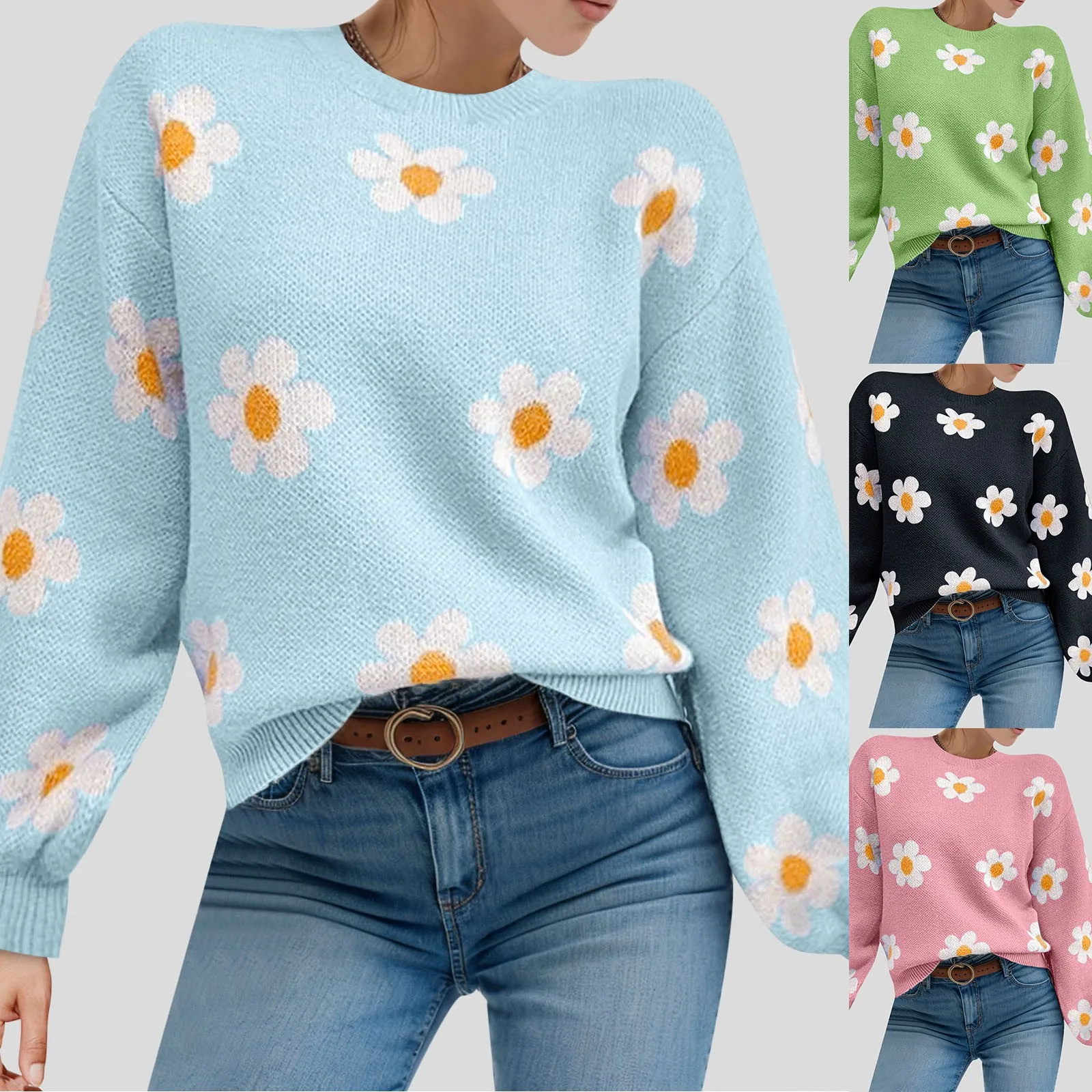 Womens Sweaters 2025 Fashion Flower Ribbed Knit Long Sleeve Jumper Fall Winter Outfits Casual Loose Pullovers Sweater For Women
Womens Sweaters 2025 Fashion Flower Ribbed Knit Long Sleeve Jumper Fall Winter Outfits Casual Loose Pullovers Sweater For Women