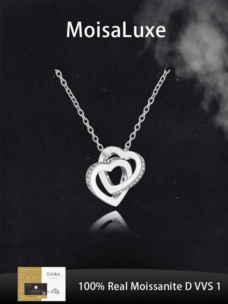 MoisaLuxe Official Store Moissanite Plata Sterling 925 Silver Double Heart Style Pendant Necklace For Women Fashion Jewelry Gift
MoisaLuxe Official Store Moissanite Plata Sterling 925 Silver Double Heart Style Pendant Necklace For Women Fashion Jewelry Gift