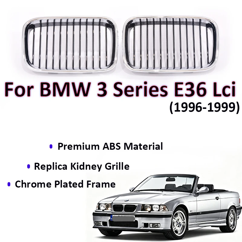 Chrome/ Black Single/Double Slat Kidney Grille for BMW E36 3-Series LCI 1997-1999 Grill 316 318 320 Thickened
Chrome/ Black Single/Double Slat Kidney Grille for BMW E36 3-Series LCI 1997-1999 Grill 316 318 320 Thickened