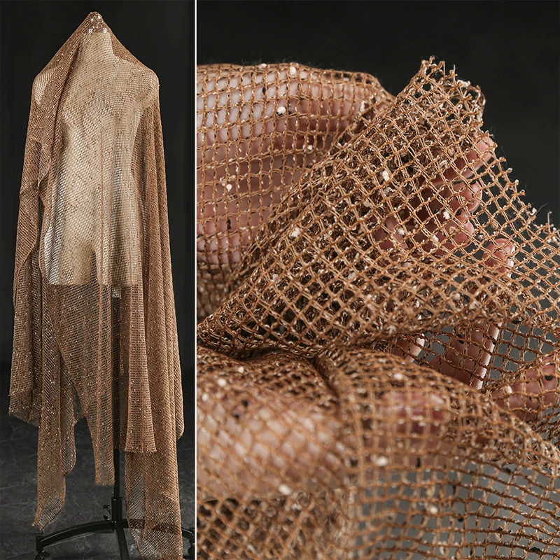 Brown Caramel Particle Mesh See Through Yarn Fabric Dress Clothing Designer Fabric For Sewing Fashion Dress Stage Apparel
Brown Caramel Particle Mesh See Through Yarn Fabric Dress Clothing Designer Fabric For Sewing Fashion Dress Stage Apparel