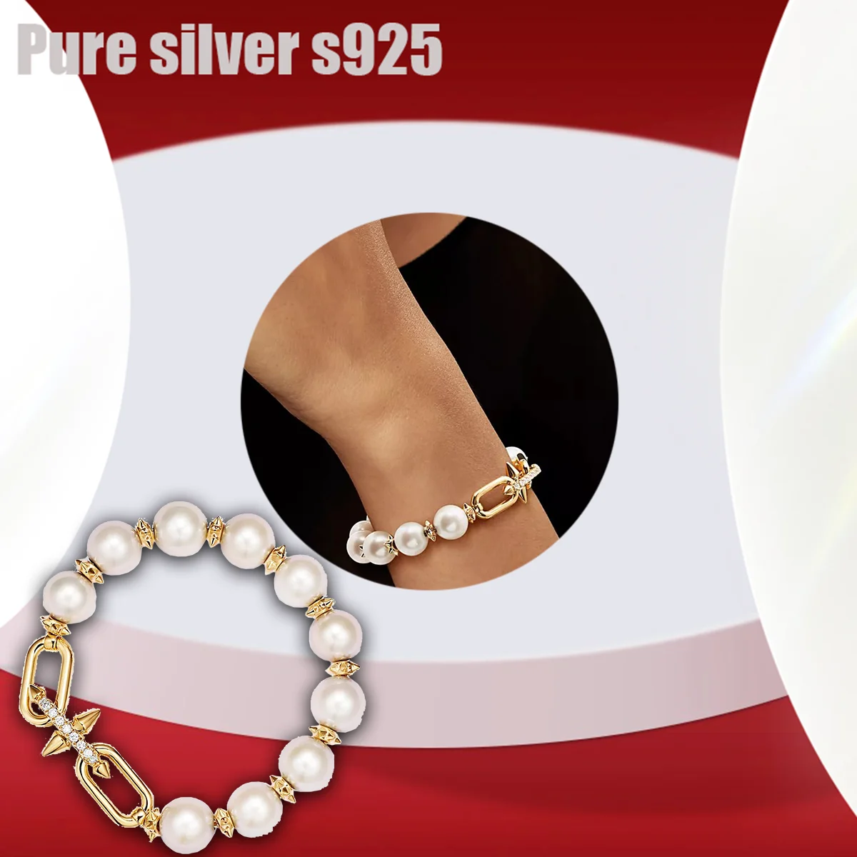 Pure silver s925 bracelet Fashionable and exquisite temperament pearl bracelet, high-end and versatile
Pure silver s925 bracelet Fashionable and exquisite temperament pearl bracelet, high-end and versatile