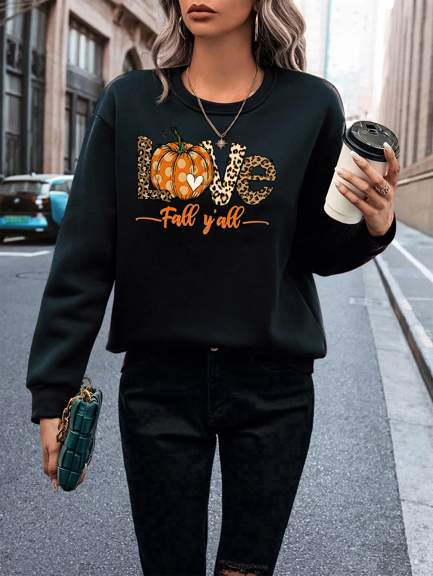 Helloween print sweatshirt, crew neck casual sweatshirt for winter & fall, women's clothing.
Helloween print sweatshirt, crew neck casual sweatshirt for winter & fall, women's clothing.