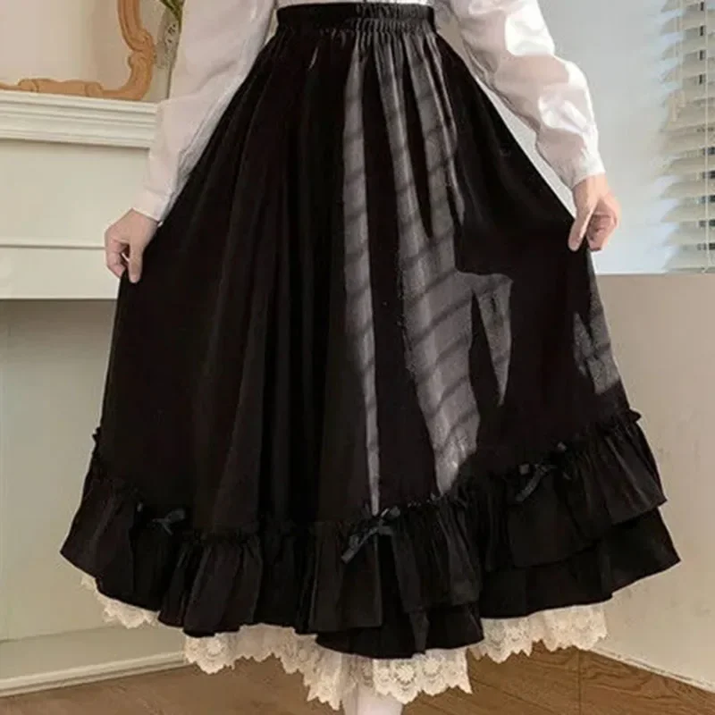 Japanese Ruffles Pleated Skirt Woman Sweet High Waist Loose Ankle-length Skirts Women College Style Black Patchwork A-line Skirt
Japanese Ruffles Pleated Skirt Woman Sweet High Waist Loose Ankle-length Skirts Women College Style Black Patchwork A-line Skirt