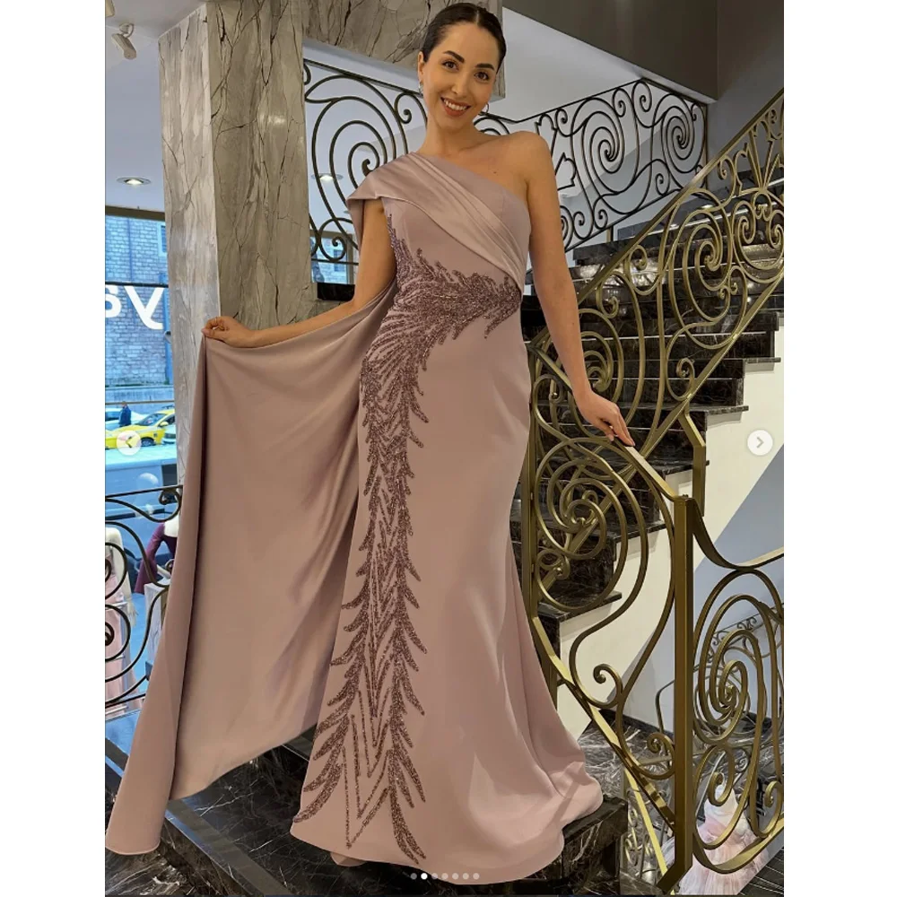 Women's A-line Evening Dresses Floor-length One-shoulder Sleeveless Prom Dresses Fashion Sequined Stole Draped Customized Gowns
Women's A-line Evening Dresses Floor-length One-shoulder Sleeveless Prom Dresses Fashion Sequined Stole Draped Customized Gowns