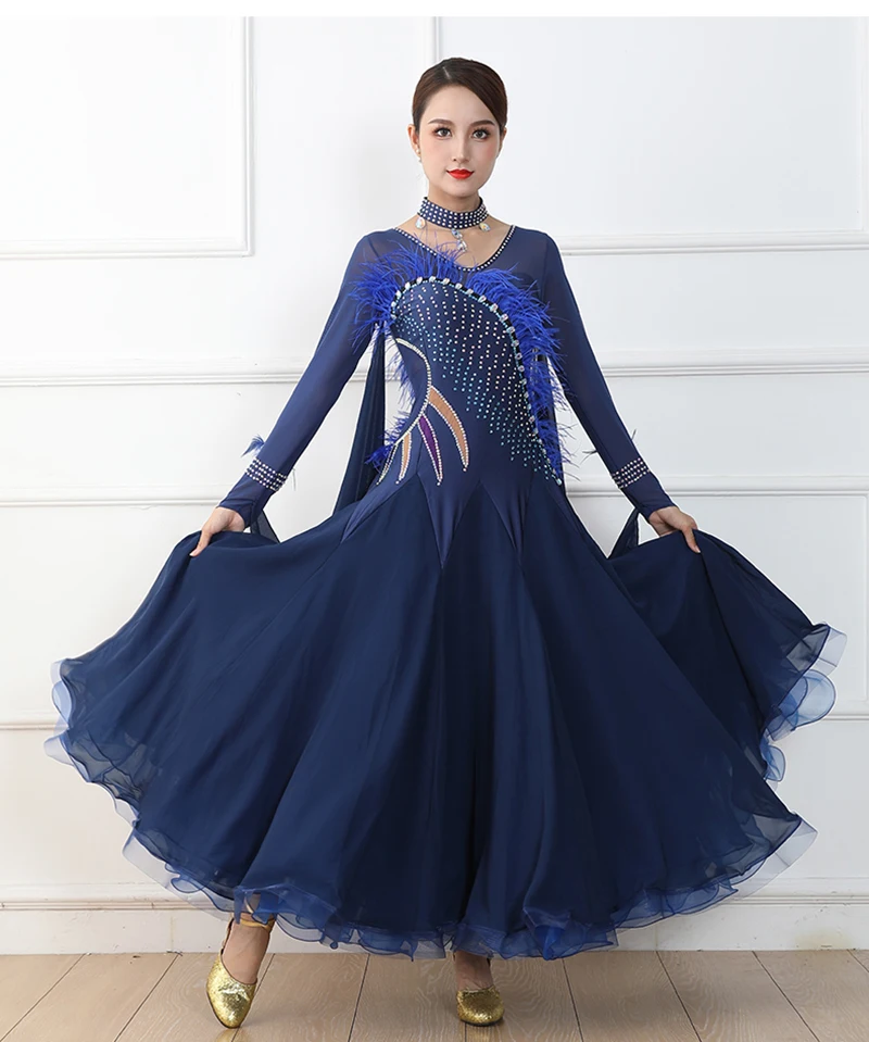 Blue Ballroom Competition Dance Costume Adult Long Sleeve Standard Ballroom Dancing Dress Women Profession Waltz Dance Dresses
Blue Ballroom Competition Dance Costume Adult Long Sleeve Standard Ballroom Dancing Dress Women Profession Waltz Dance Dresses