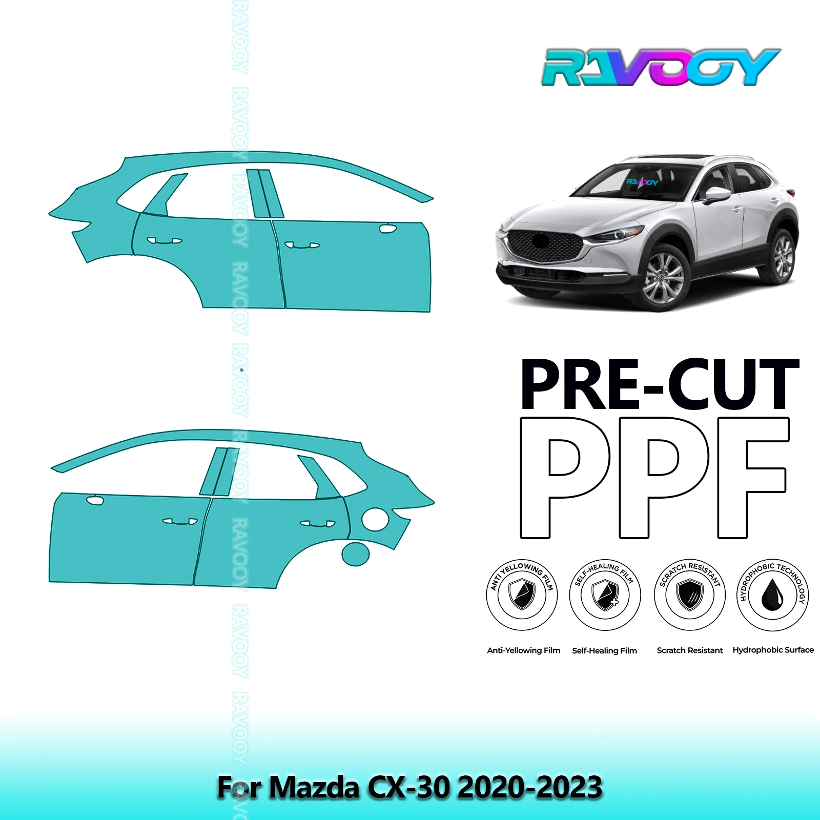 For Mazda CX-30 2020-2023 8.5mil Clear Matte Pre-Cut PPF Door & A/B Pillar Kit TPU Paint Protection Film Set
For Mazda CX-30 2020-2023 8.5mil Clear Matte Pre-Cut PPF Door & A/B Pillar Kit TPU Paint Protection Film Set