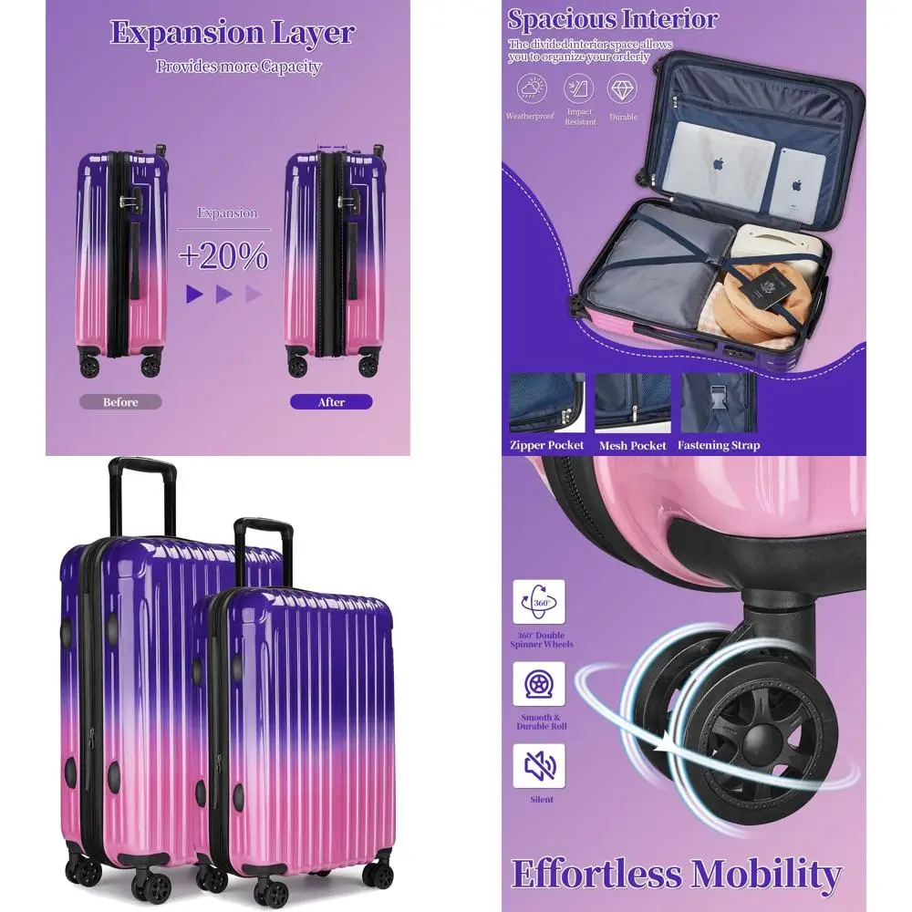 Комплект легких чемоданов Spinner 20 и 24, замок TSA, жесткий чемодан
Комплект легких чемоданов Spinner 20 и 24, замок TSA, жесткий чемодан