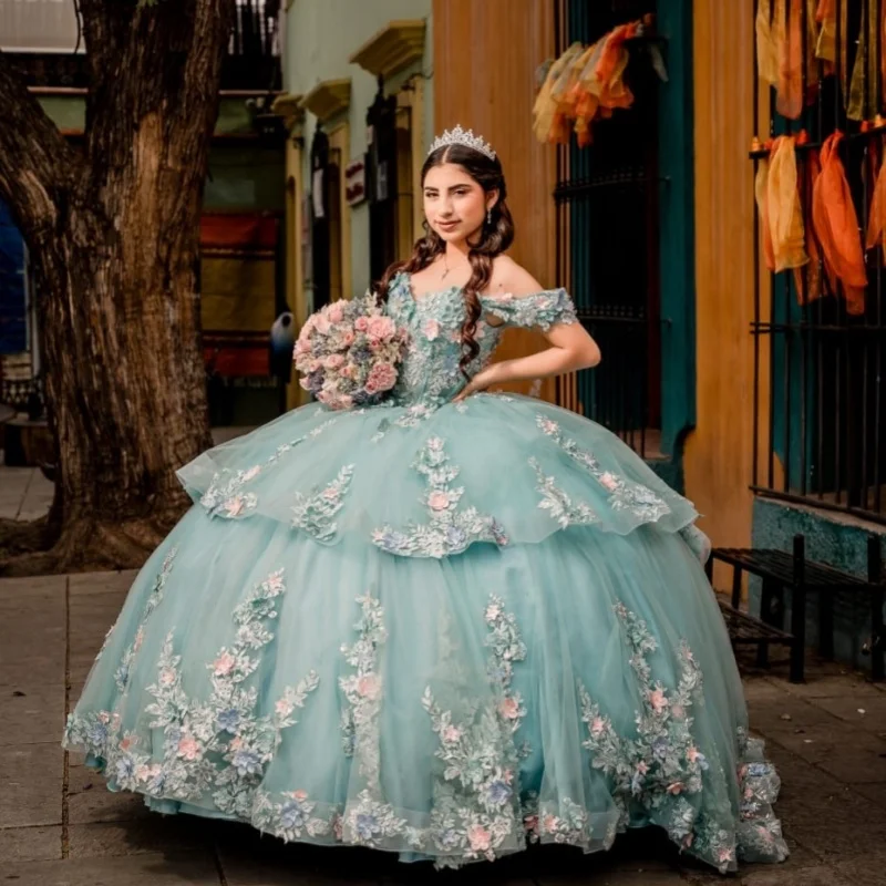 Blue Quinceanera Dresses Off the Shoulder Glitter Crystal Decal 3D Flower Layering Long tail Vestidoe 15 Quinceanera Customize
Blue Quinceanera Dresses Off the Shoulder Glitter Crystal Decal 3D Flower Layering Long tail Vestidoe 15 Quinceanera Customize