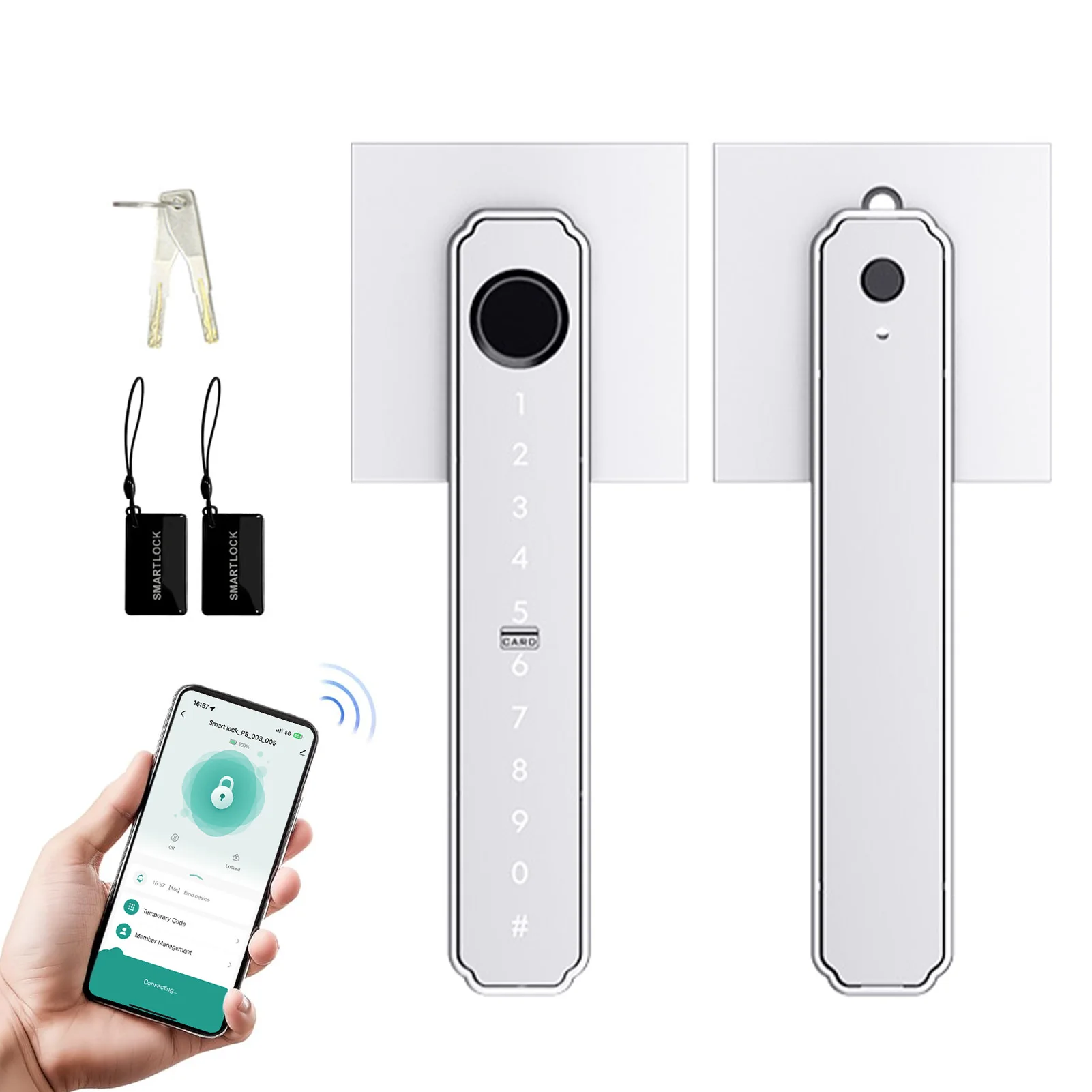 Smart Fingerprint Door Lock 5 in 1 Keyless Entry Biometric Lock with APP Control Password Keypad IC Card Auto Lock
Smart Fingerprint Door Lock 5 in 1 Keyless Entry Biometric Lock with APP Control Password Keypad IC Card Auto Lock