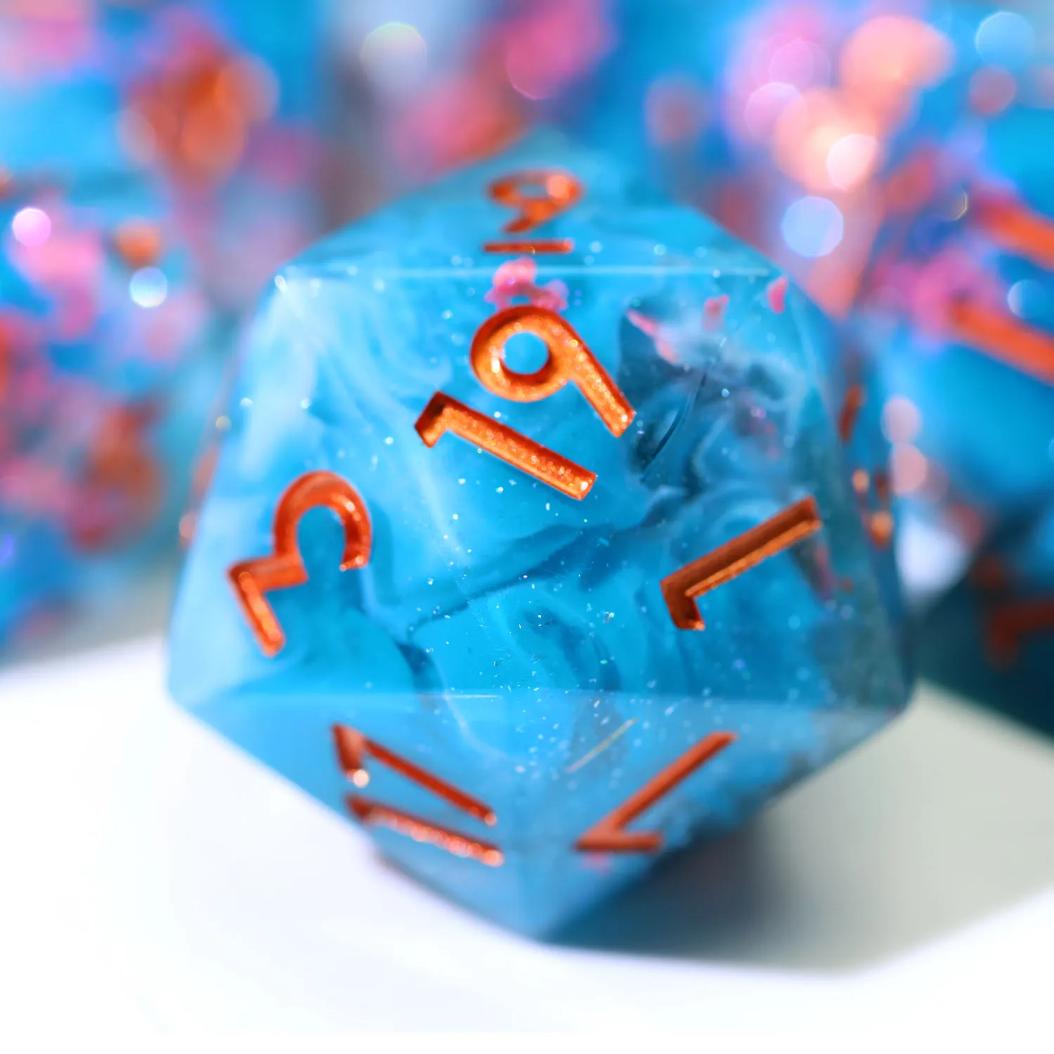 Handmade Blue Mist Resin Dice Set with Sakura Petals & Orange-Gold Numbers | For D&D & RPG Tabletop GamesN42
Handmade Blue Mist Resin Dice Set with Sakura Petals & Orange-Gold Numbers | For D&D & RPG Tabletop GamesN42