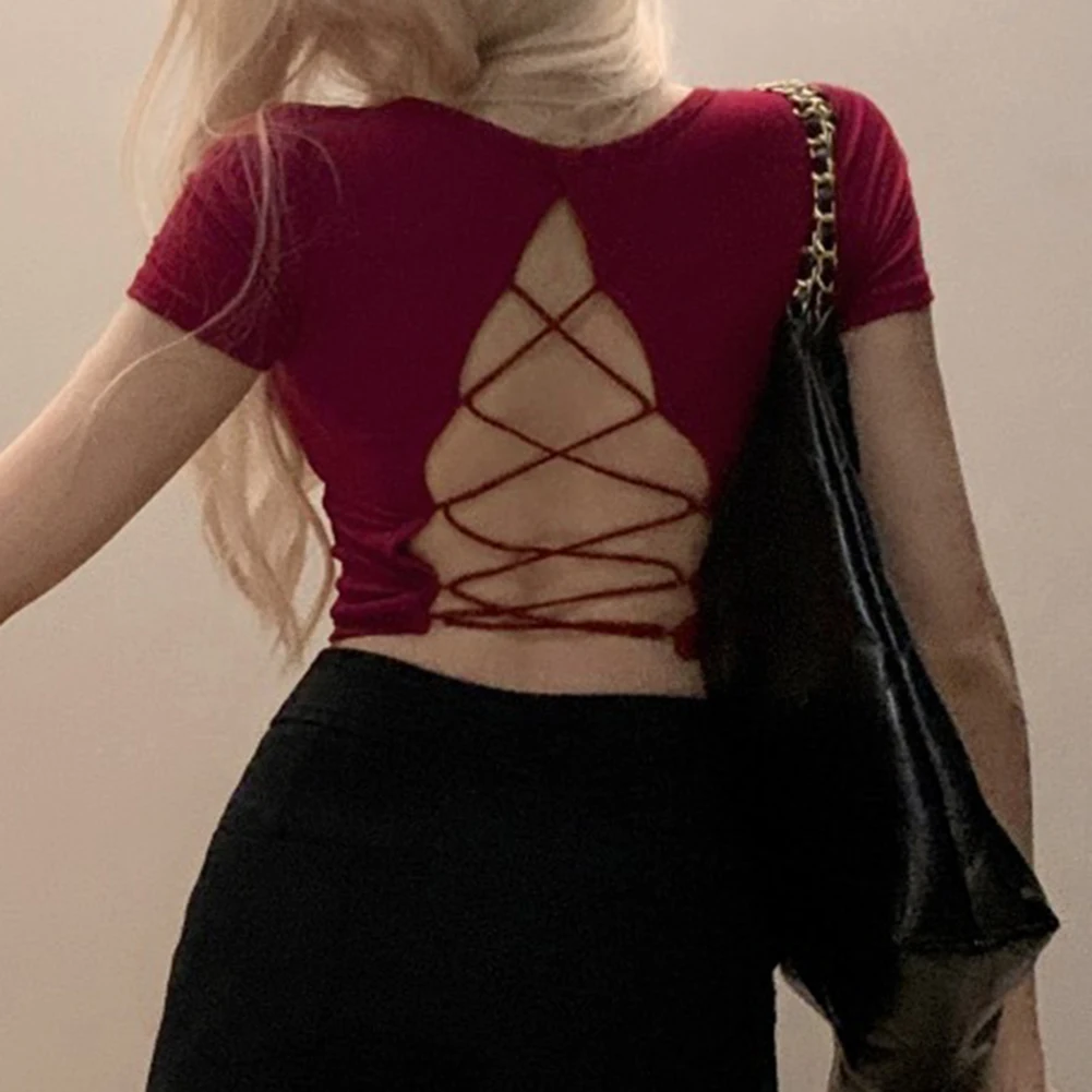 Casual Fashion Top Backless T-Shirt Daily Casual Look Basic Short-sleeved Shirt Daily Use Clothing High Stretch Fabric
Casual Fashion Top Backless T-Shirt Daily Casual Look Basic Short-sleeved Shirt Daily Use Clothing High Stretch Fabric