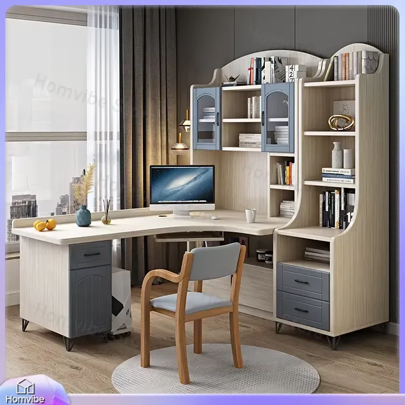 Modern L Shaped Computer Desk with Bookshelf Storage for Home Office Study Room Corner Desk Solid Wood Desktop Workstation
Modern L Shaped Computer Desk with Bookshelf Storage for Home Office Study Room Corner Desk Solid Wood Desktop Workstation