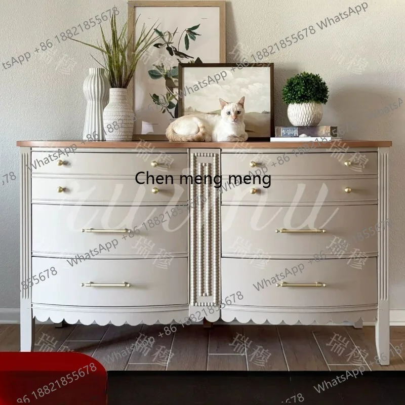 French retro solid wood storage chest cabinet American light luxury locker living room large capacity drawer cabinet
French retro solid wood storage chest cabinet American light luxury locker living room large capacity drawer cabinet