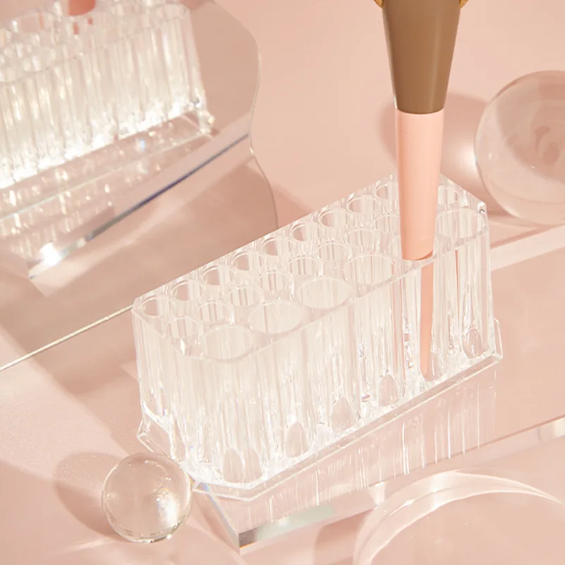 Transparent Plastic Storage Rack for Cosmetic Pen, Makeup Eyeliner, Desktop, Brush Display Stand, 26 Holes
Transparent Plastic Storage Rack for Cosmetic Pen, Makeup Eyeliner, Desktop, Brush Display Stand, 26 Holes
