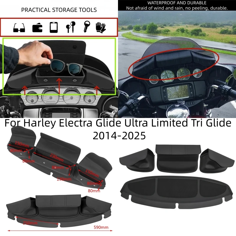 Motorcycle 3-Pocket Windshield mobile phone glasses Fairing Pouch Bag For Harley Electra Glide Ultra Limited Tri Glide 2014-2025
Motorcycle 3-Pocket Windshield mobile phone glasses Fairing Pouch Bag For Harley Electra Glide Ultra Limited Tri Glide 2014-2025