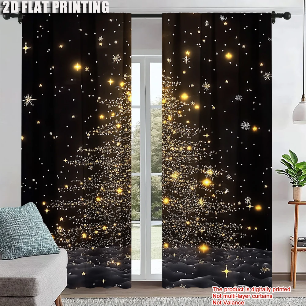 2Pcs Golden Christmas Tree Print Curtains Rod Hole Design For Easy Hanging Perfect For Living Room Bedroom Office Polyester Home
2Pcs Golden Christmas Tree Print Curtains Rod Hole Design For Easy Hanging Perfect For Living Room Bedroom Office Polyester Home