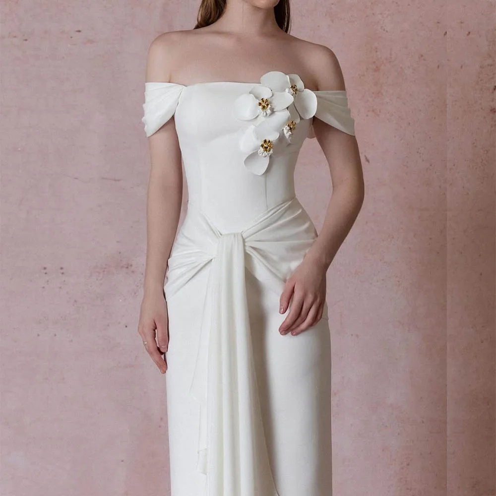 Simple White Evening Dress 3D Flowers Sleeveless Ankle-Length Back Split Gowns Boat Neck Pleat Special Occasion Prom Dress 2025
Simple White Evening Dress 3D Flowers Sleeveless Ankle-Length Back Split Gowns Boat Neck Pleat Special Occasion Prom Dress 2025