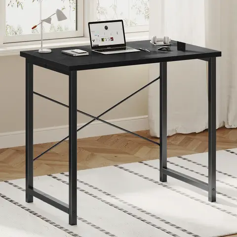 MCQ 31 Inch Standing Office Computer Desk Sturdy Metal Frame and Compact Modern Design with X-Shaped Gaming Writing Work and Study Desk for Home Office