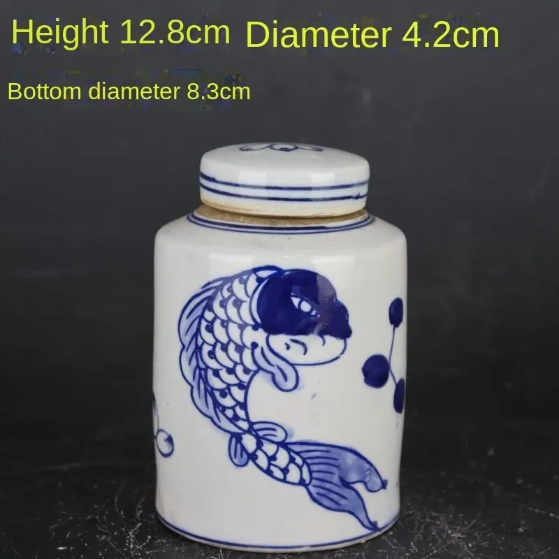5.0 Inch Chinese Blue White Porcelain Qing Kangxi Fish Pattern Pot Tea Caddy
5.0 Inch Chinese Blue White Porcelain Qing Kangxi Fish Pattern Pot Tea Caddy