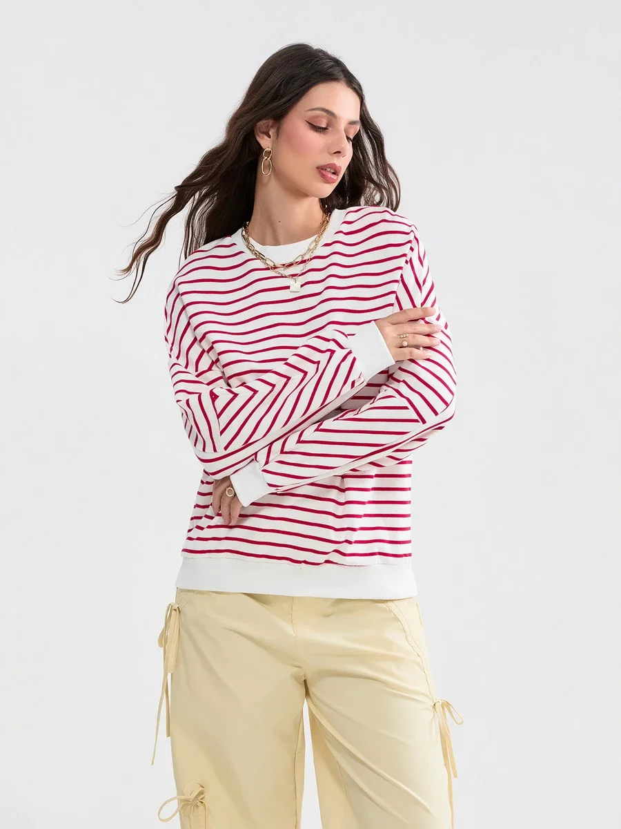 Women Cute Sweatshirts Contrast Color Vintage Striped Print Crew Neck Long Sleeve Pullovers Workout Casual Tops Fall Streetwear
Women Cute Sweatshirts Contrast Color Vintage Striped Print Crew Neck Long Sleeve Pullovers Workout Casual Tops Fall Streetwear