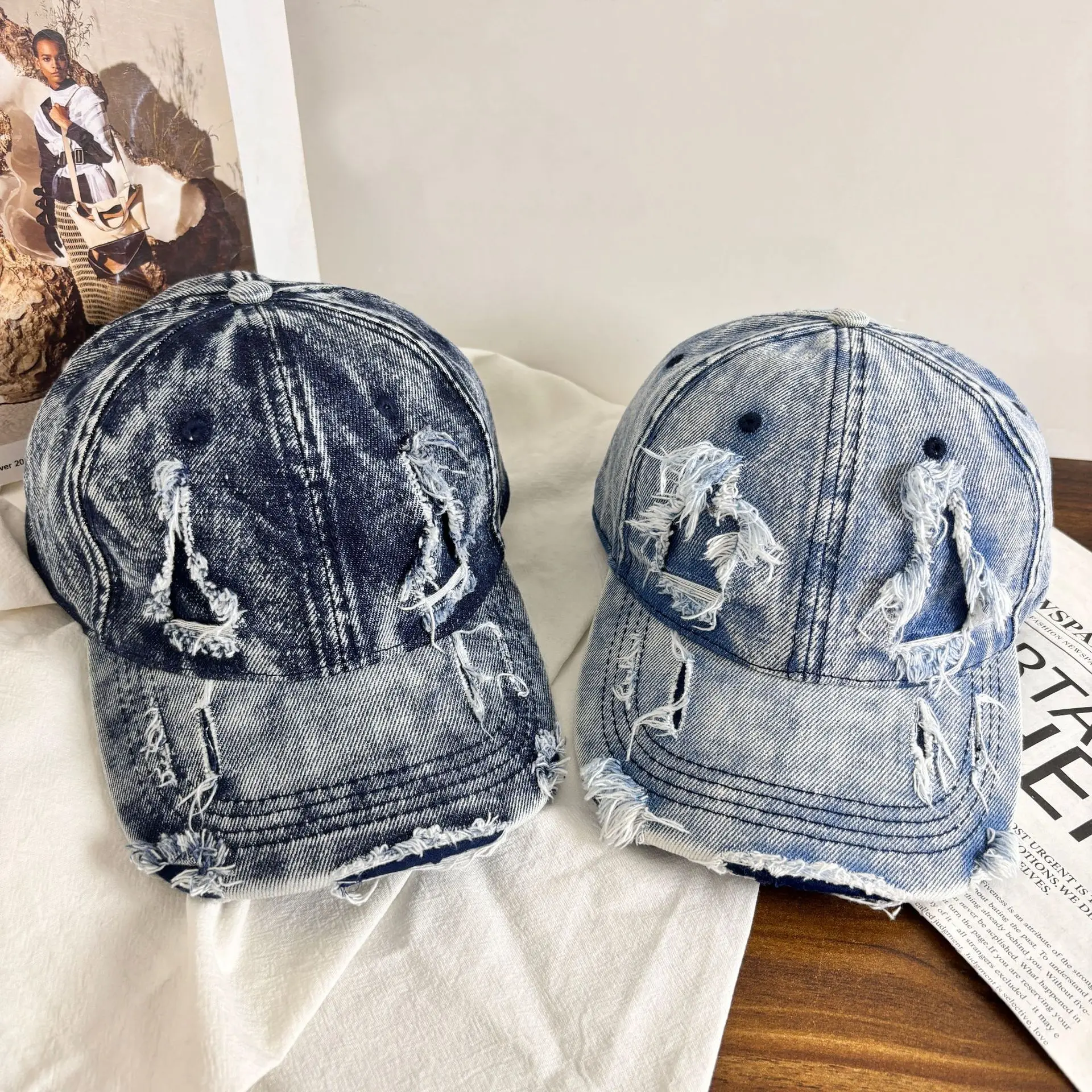 wasteland style denim baseball cap distressed cotton soft top caps for men and women
wasteland style denim baseball cap distressed cotton soft top caps for men and women