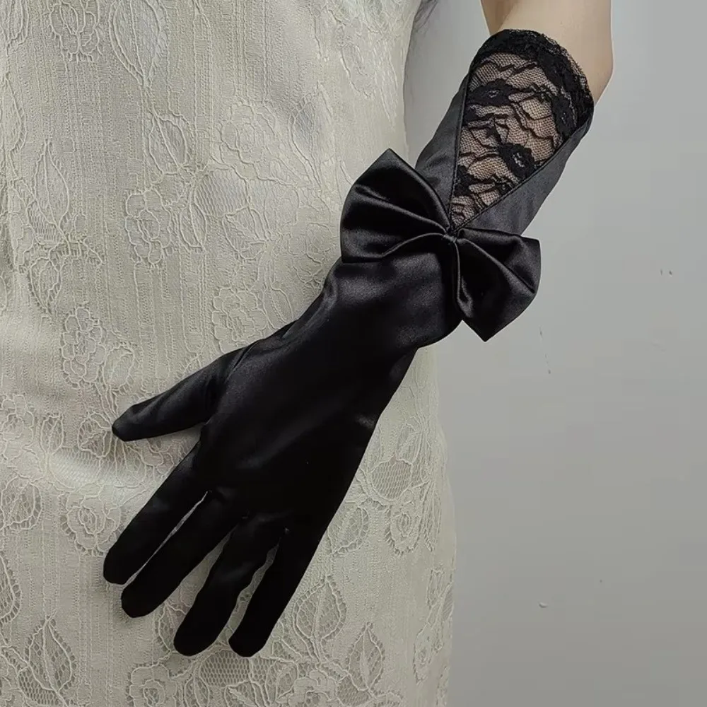 Fashion Bowknot Satin Bride Gloves Lace Trim Long Sleeves Etiquette Gloves Dance Performance Gloves Wedding Dress Accessories
Fashion Bowknot Satin Bride Gloves Lace Trim Long Sleeves Etiquette Gloves Dance Performance Gloves Wedding Dress Accessories