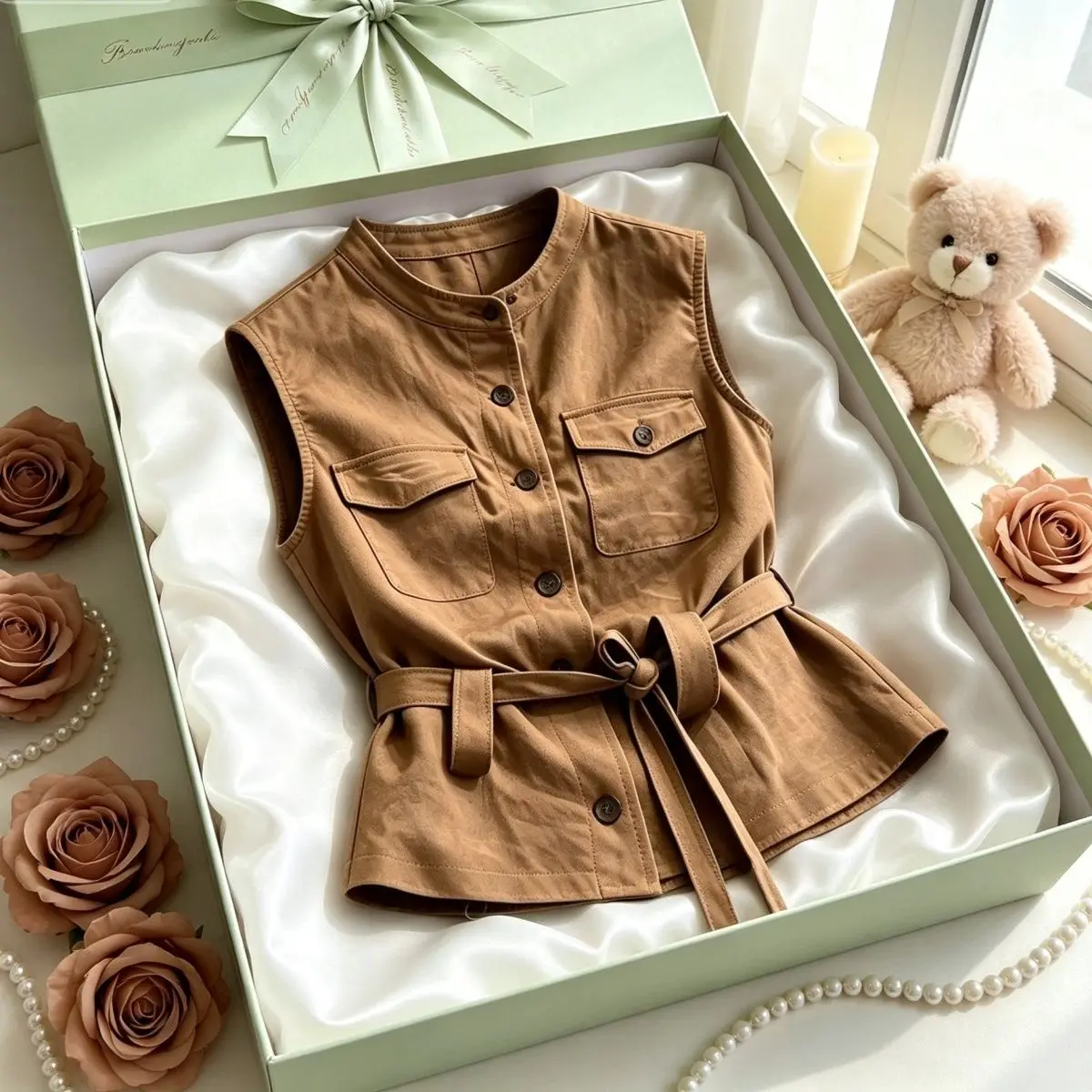 Vintage Waist-Cinching Belted Vest Top for Women Summer New Style Retro Breathable Sleeveless round Neck Open Cardigan
Vintage Waist-Cinching Belted Vest Top for Women Summer New Style Retro Breathable Sleeveless round Neck Open Cardigan