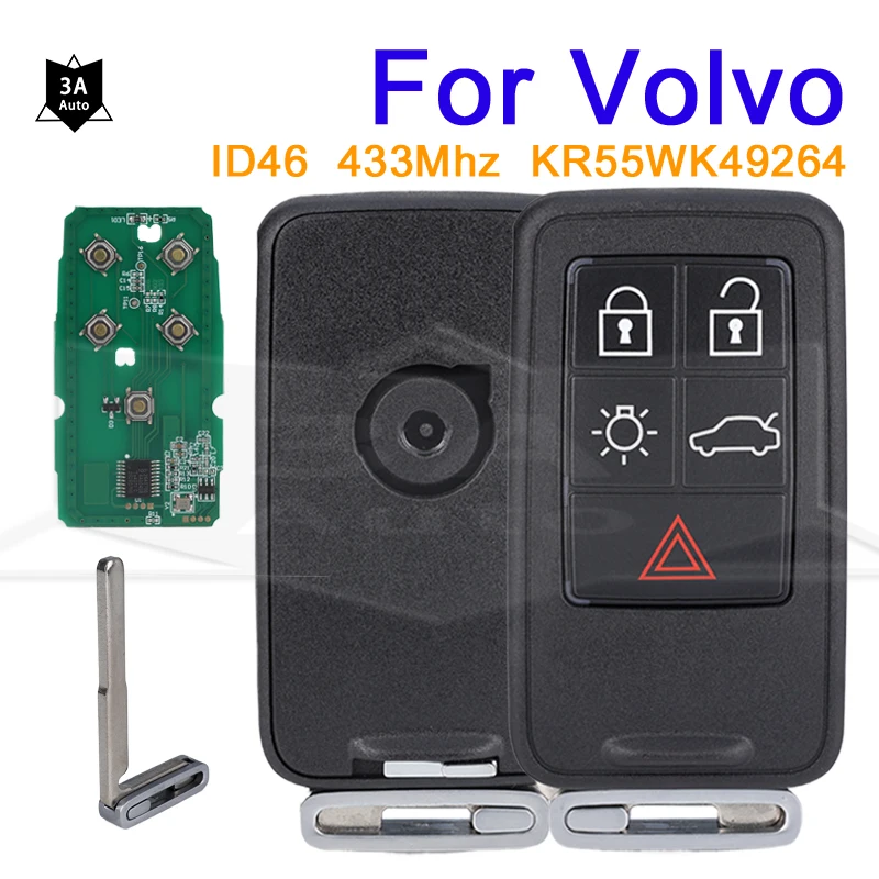 Car Remote Key Fob for Volvo XC60 S60 S60L V40 V60 S80 XC70 Car Key Shell Cover FCCID KR55WK49264 433Mhz FSK ID46 5 Buttons
Car Remote Key Fob for Volvo XC60 S60 S60L V40 V60 S80 XC70 Car Key Shell Cover FCCID KR55WK49264 433Mhz FSK ID46 5 Buttons