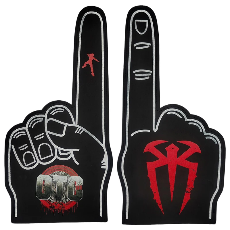 Roman Reigns OTC Logo foam gloves EVA palm cheering atmosphere cheering sports meeting bar various gestures
Roman Reigns OTC Logo foam gloves EVA palm cheering atmosphere cheering sports meeting bar various gestures
