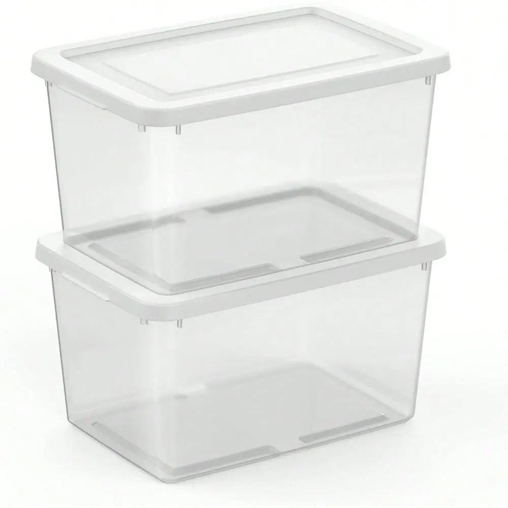 Pack Storage Boxes, Clear Plastic Stackable Containers, Lightweight Home Organizers With Snap Lids, 20 Quart, White
Pack Storage Boxes, Clear Plastic Stackable Containers, Lightweight Home Organizers With Snap Lids, 20 Quart, White