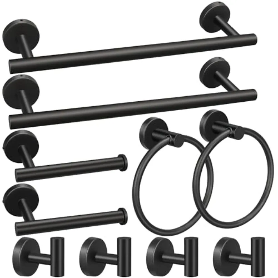 10pcs Bathroom Hardware Set Including 16" Hand Towel Bars Toilet Paper Holders Towel Rings Robe Towel Hooks
10pcs Bathroom Hardware Set Including 16" Hand Towel Bars Toilet Paper Holders Towel Rings Robe Towel Hooks