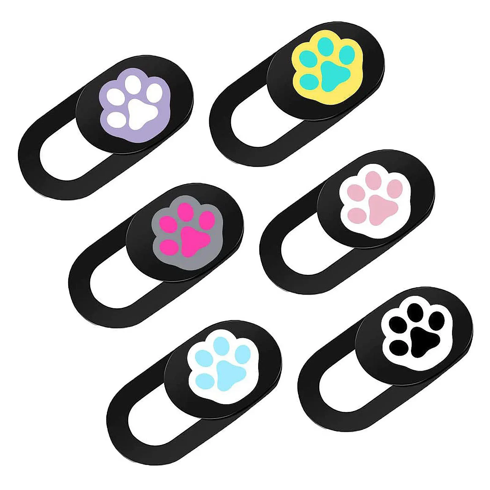 6Pcs Webcam Cover Slide Paw Pattern Ultra-Thin Privacy Protector for Laptop Tablet Computer Anti-Peeping