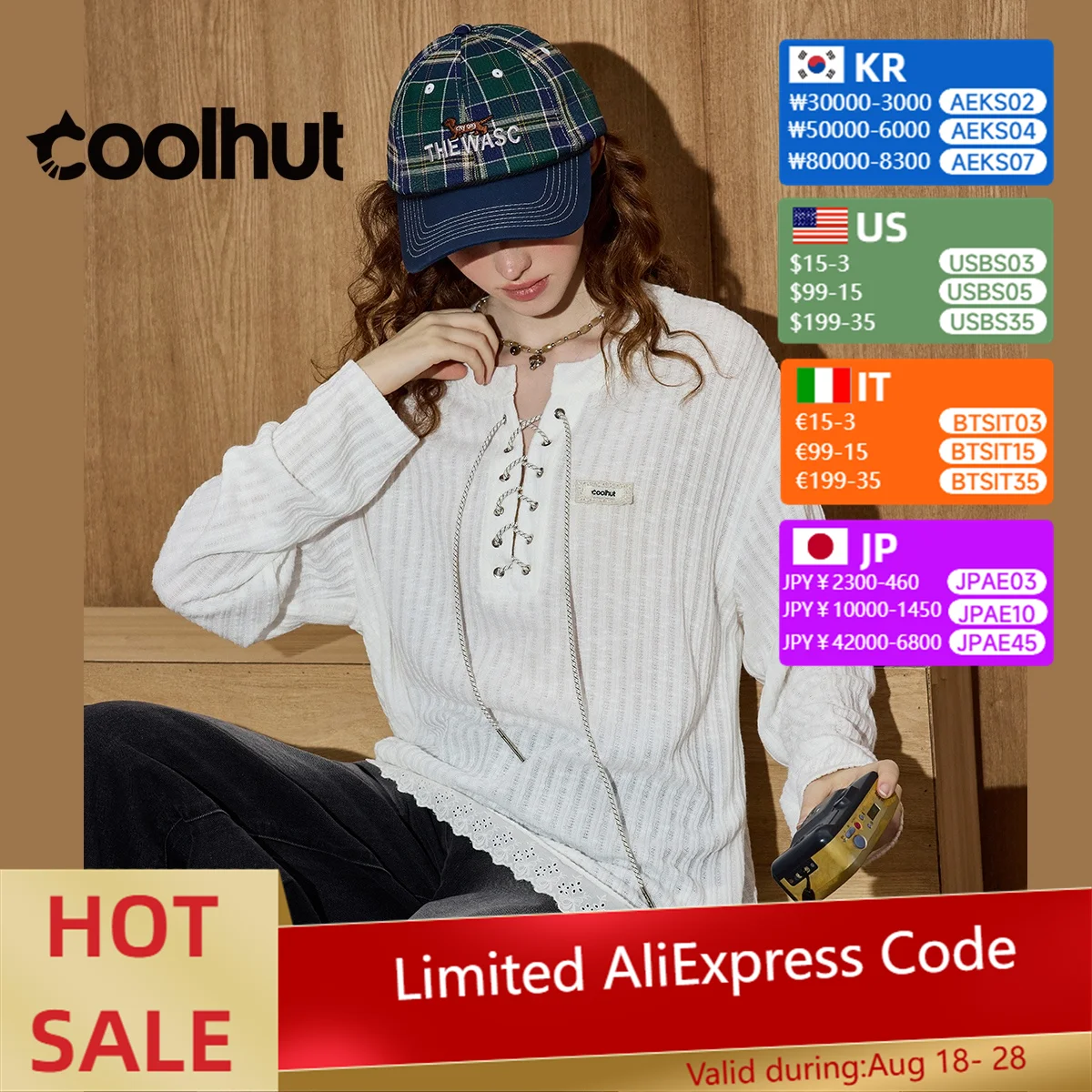 COOLHUT Brand Designer Women's 2025 American Vintage Lace Up Knit Top Boho Loose Fit Openwork Casual Fall Blouse Contrast Trim
COOLHUT Brand Designer Women's 2025 American Vintage Lace Up Knit Top Boho Loose Fit Openwork Casual Fall Blouse Contrast Trim