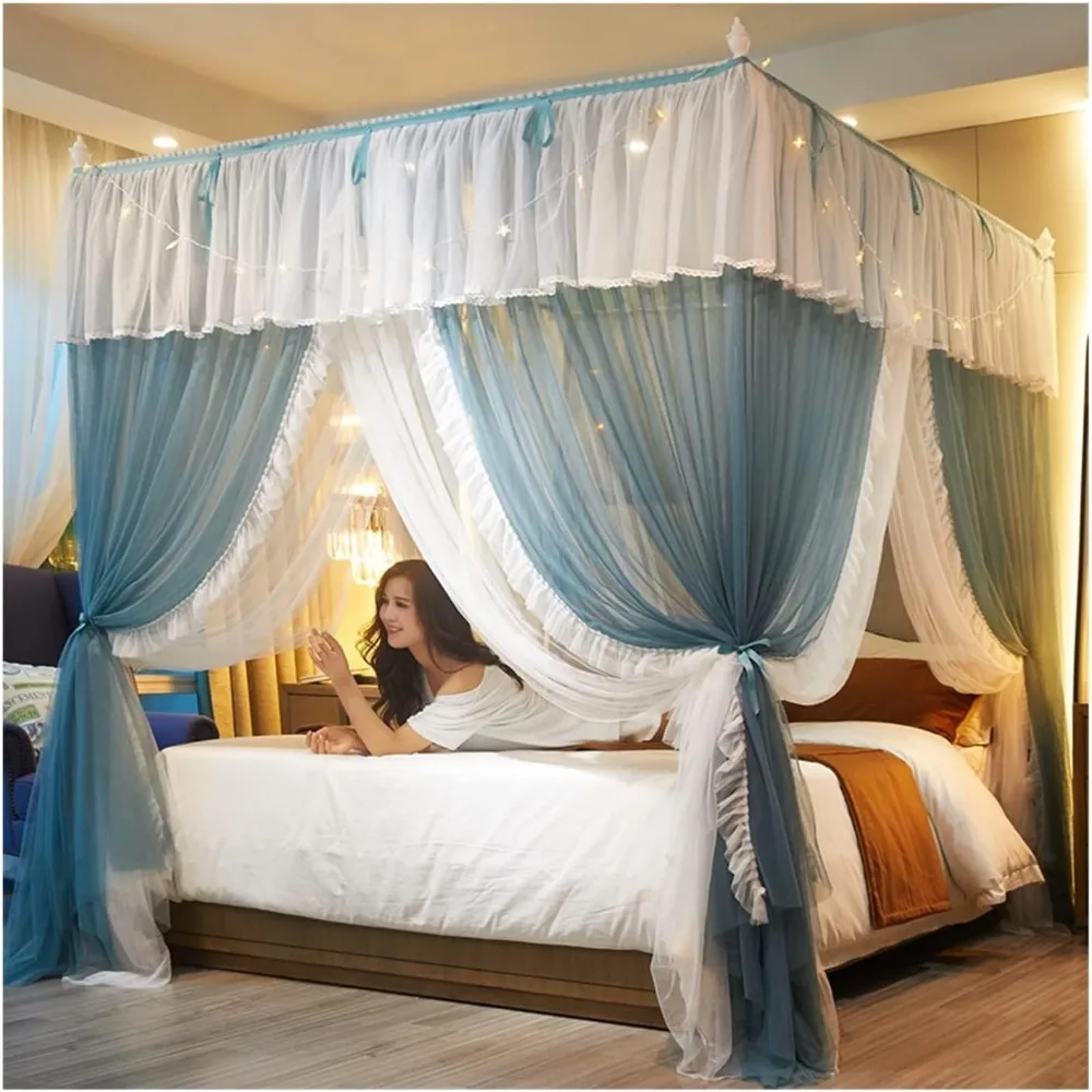 Bedspread Mosquito Net Bed Canopy with Stainless Steel Rails 3 Door Design - Double Mesh Mosquito Net Decorative Bed Curtain for
Bedspread Mosquito Net Bed Canopy with Stainless Steel Rails 3 Door Design - Double Mesh Mosquito Net Decorative Bed Curtain for