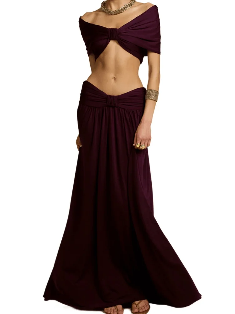 Sexy Off Shoulder Ruched Pleated Women Summer Two Piece Dress Set 2026 Fashion Short Sleeve Cropped Top and Maxi Skirts Outfits
Sexy Off Shoulder Ruched Pleated Women Summer Two Piece Dress Set 2026 Fashion Short Sleeve Cropped Top and Maxi Skirts Outfits