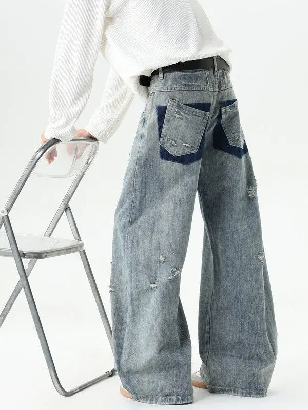 TANGZ Studio Men's Distred Bamboo Texture Denim Jeans High Street Loose Fitting Straight Leg Wide Leg Pants
TANGZ Studio Men's Distred Bamboo Texture Denim Jeans High Street Loose Fitting Straight Leg Wide Leg Pants