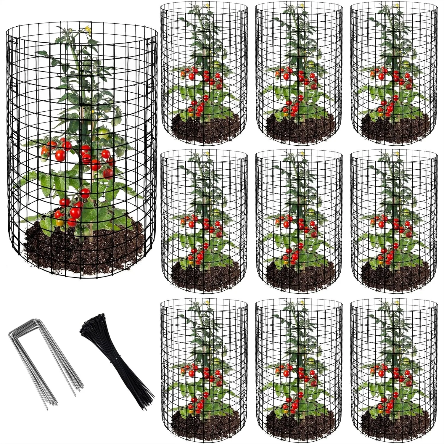 10 Pcs Wire Plant Protector Cages 20"H X 12"D Metal Mesh Garden Animal Barrier With Removable Cover For Vegetables Flowers Shrubs
10 Pcs Wire Plant Protector Cages 20"H X 12"D Metal Mesh Garden Animal Barrier With Removable Cover For Vegetables Flowers Shrubs