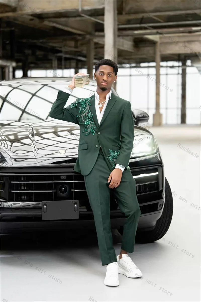Green Beaded Men Suit Set 2 Piece Blazer+Pants Wedding Tuxedos Coat Appliqued Cotton Customized Formal Office Business Jacket
Green Beaded Men Suit Set 2 Piece Blazer+Pants Wedding Tuxedos Coat Appliqued Cotton Customized Formal Office Business Jacket