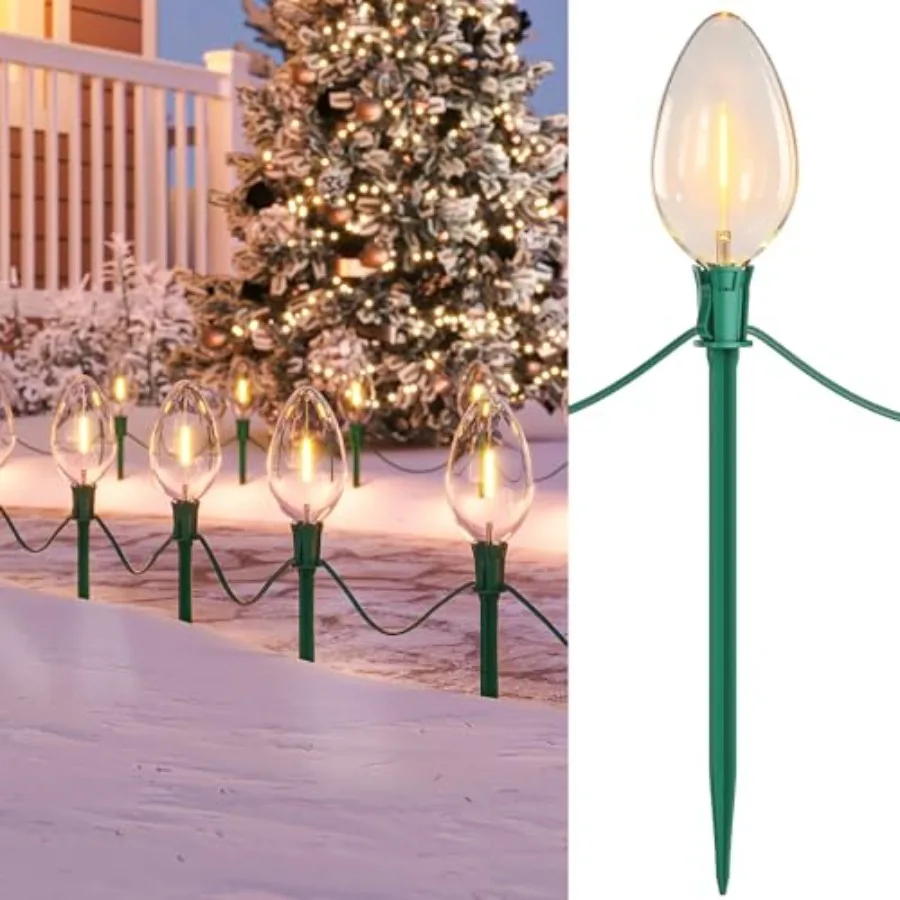hristmas Lights, 20Feet Christmas Pathway Light Outdoor, 10 Giant LED Bulbs, 10 Ground Stakes for Holiday Yard Lawn Garden Walk
hristmas Lights, 20Feet Christmas Pathway Light Outdoor, 10 Giant LED Bulbs, 10 Ground Stakes for Holiday Yard Lawn Garden Walk