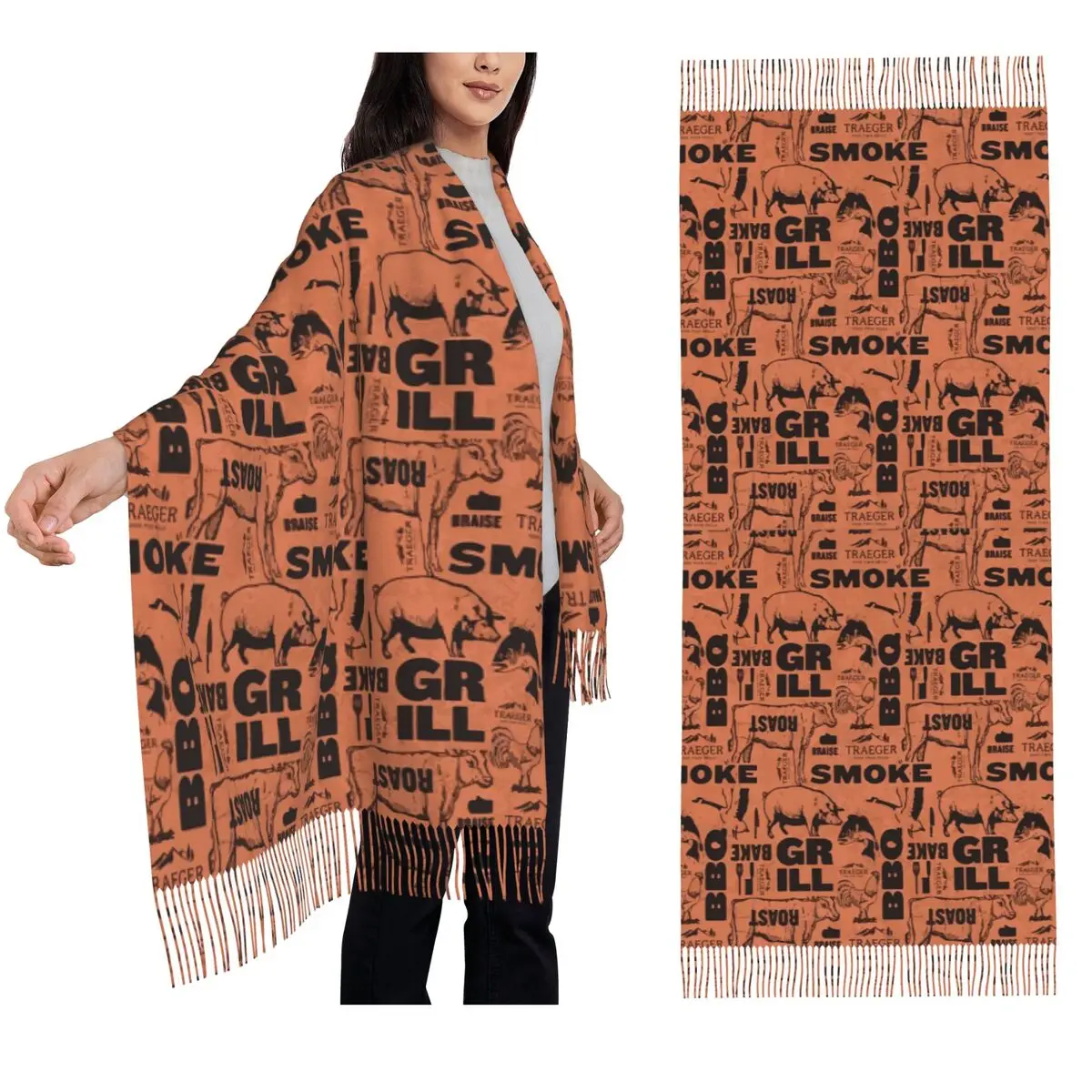 Traeger BBQ Smoker Butcher Pattern Scarf Tassel Scarves Women Soft Warm Shawls and Wraps Long Fall Winter Shawl Wrap
Traeger BBQ Smoker Butcher Pattern Scarf Tassel Scarves Women Soft Warm Shawls and Wraps Long Fall Winter Shawl Wrap