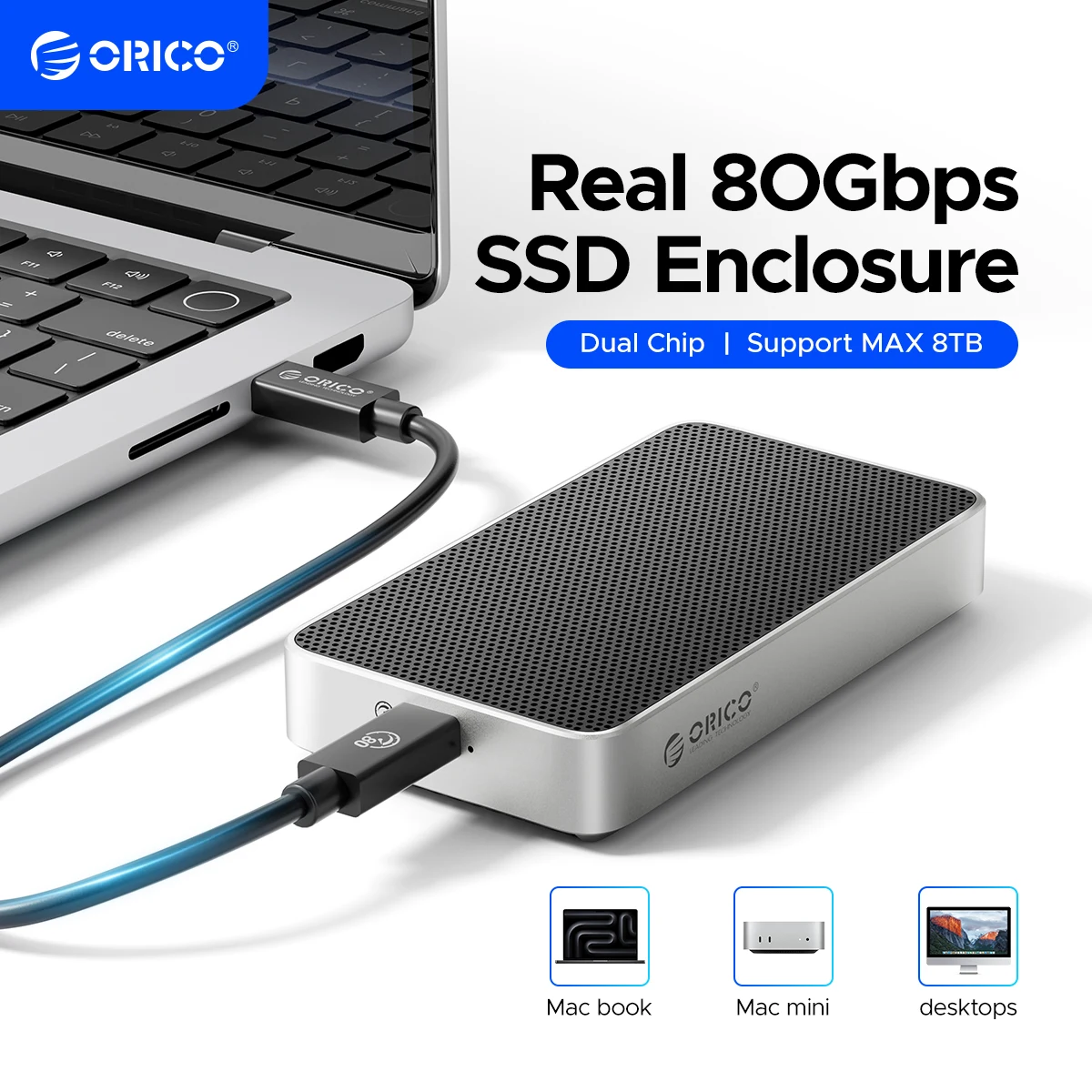 Корпус для SSD ORICO 80Gbps, совместимый с Thunderbolt 5, с вентиляторным охлаждением и двумя чипами для USB4 M.2 NVMe 80Gbps для Macbook
Корпус для SSD ORICO 80Gbps, совместимый с Thunderbolt 5, с вентиляторным охлаждением и двумя чипами для USB4 M.2 NVMe 80Gbps для Macbook
