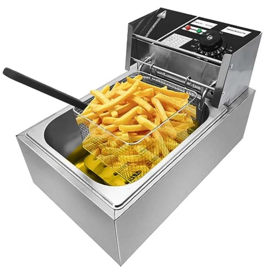 Commercial Electric Deep Fryer with Basket and Lid 11.4QT Countertop Kitchen Frying Machine Temperature Adjustable Stainless St
Commercial Electric Deep Fryer with Basket and Lid 11.4QT Countertop Kitchen Frying Machine Temperature Adjustable Stainless St